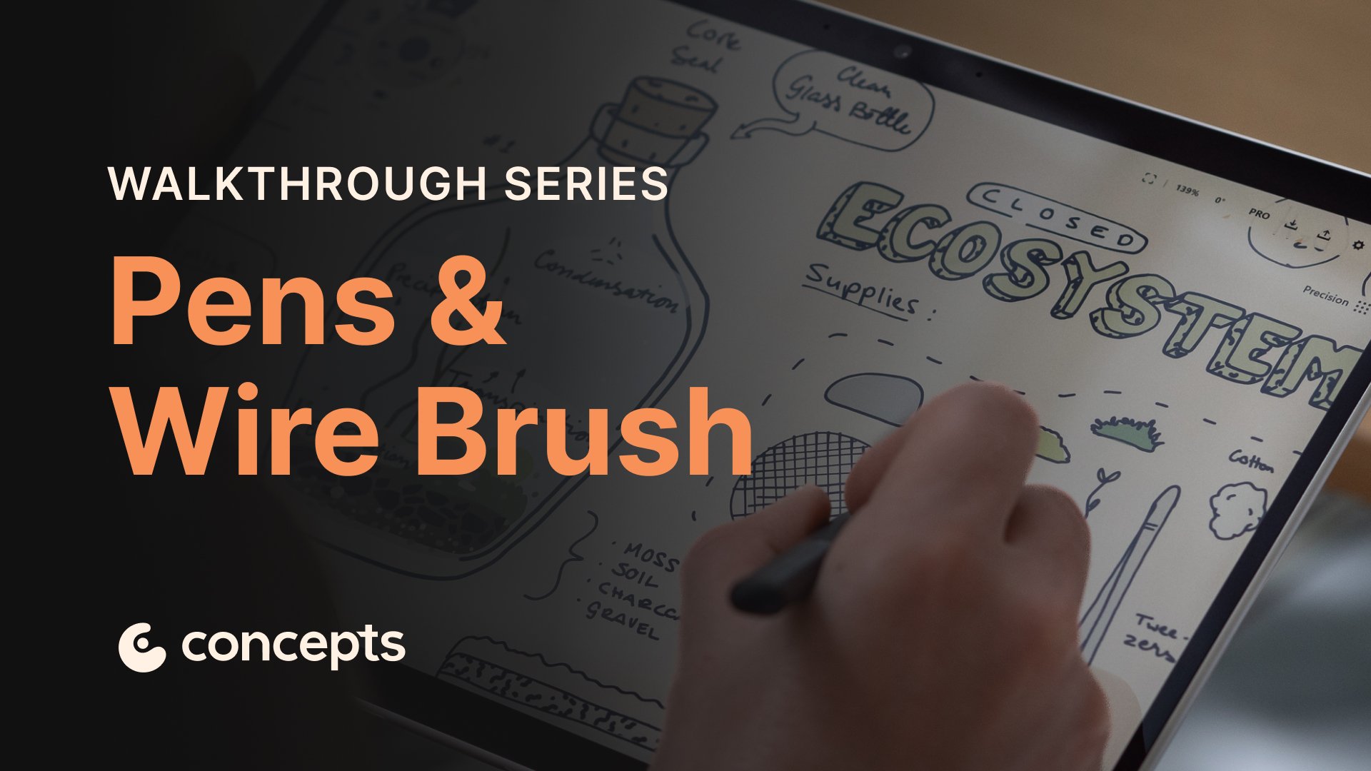 Concepts Walkthrough Tutorial video covering pen tools and brush dynamics.
