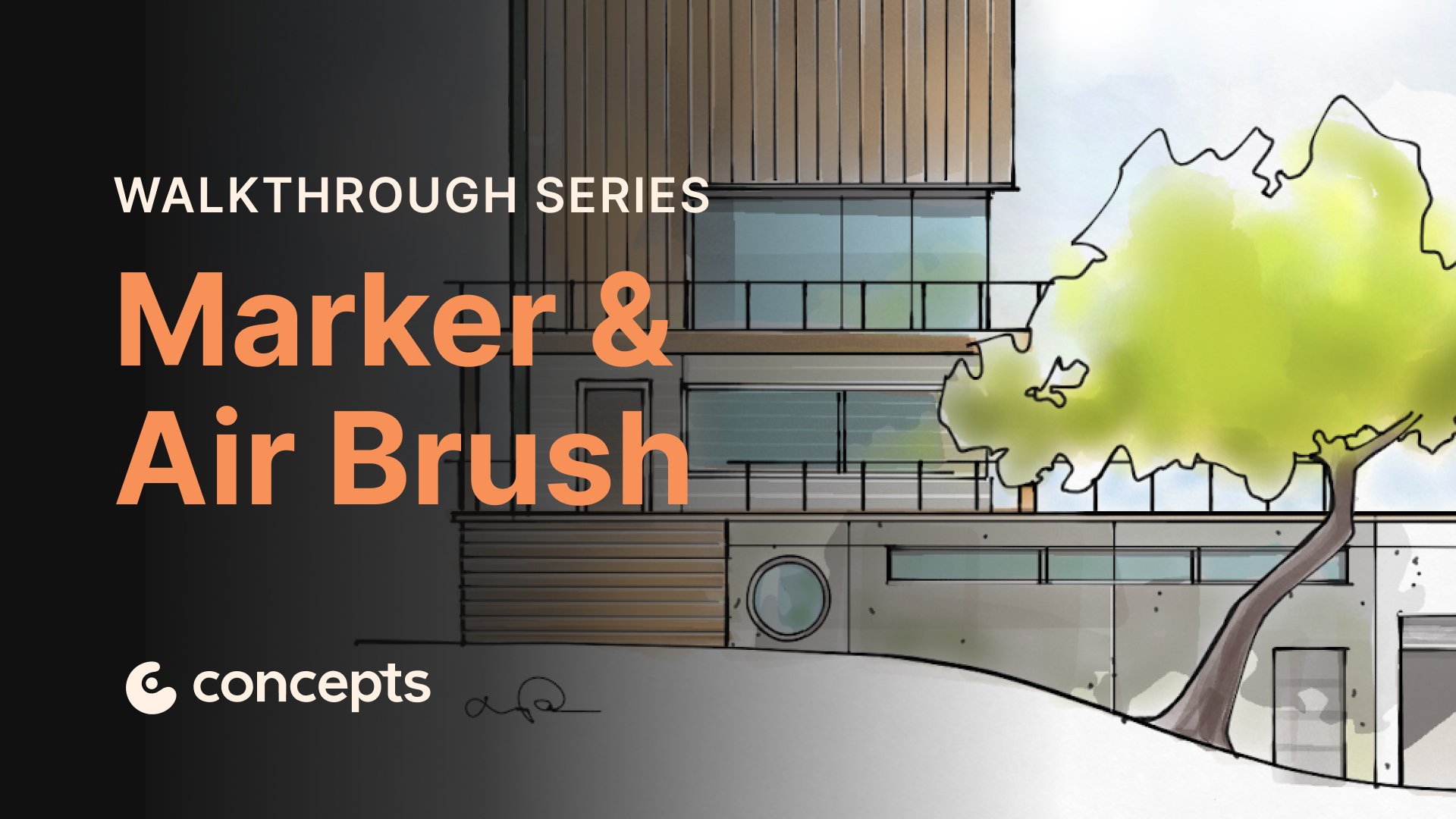 Concepts Walkthrough Tutorial video covering marker and airbrush tools.