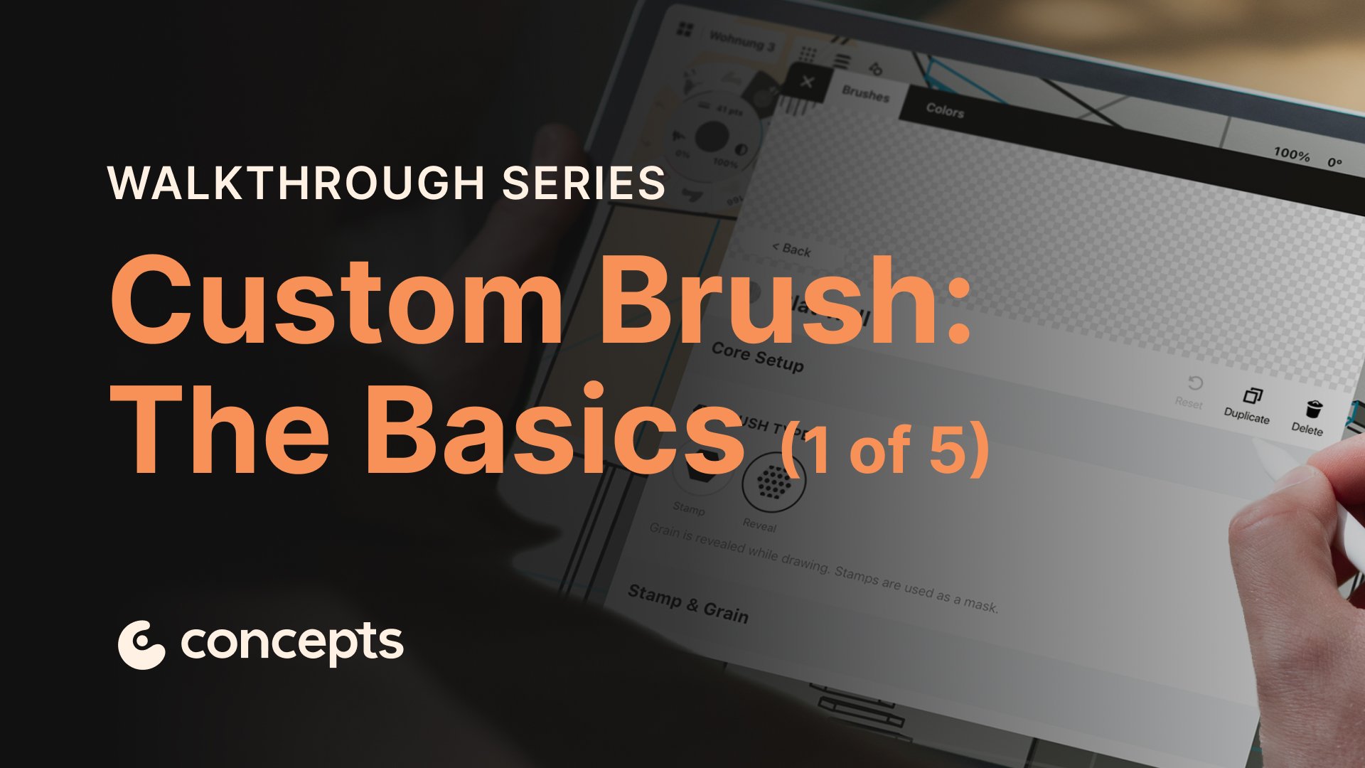 Concepts Walkthrough Tutorial video covering the Brush Editor and custom brush creation. Part 1 of 5.