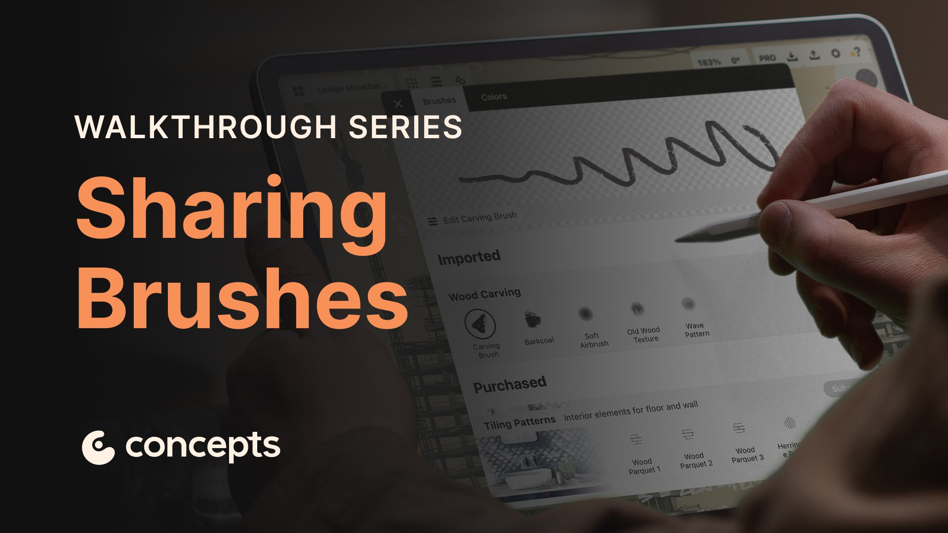 Concepts Walkthrough Tutorial video covering custom brush sharing and exporting.
