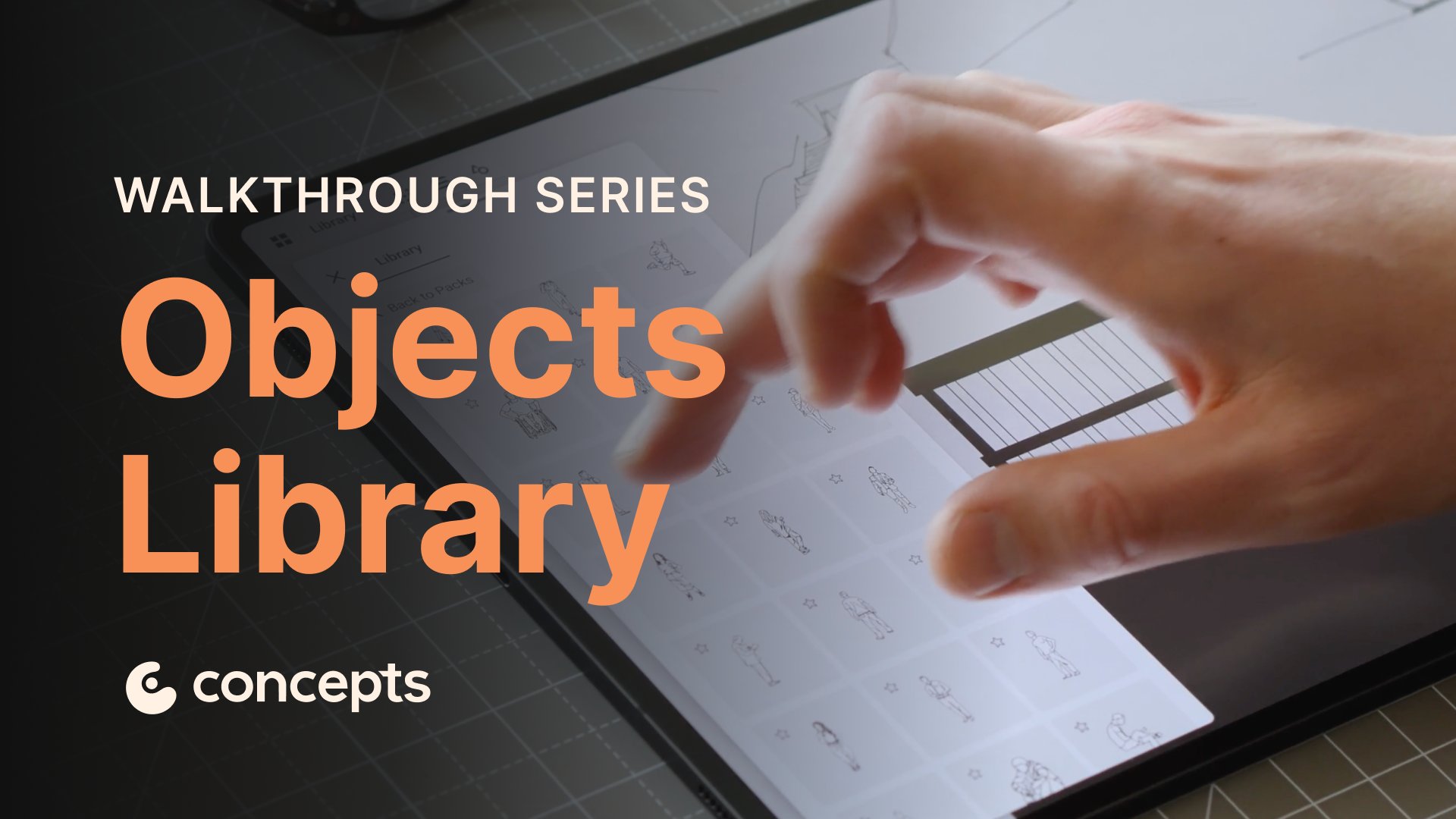 Concepts Walkthrough Tutorial video covering the Objects Library, vector objects, and object packs.