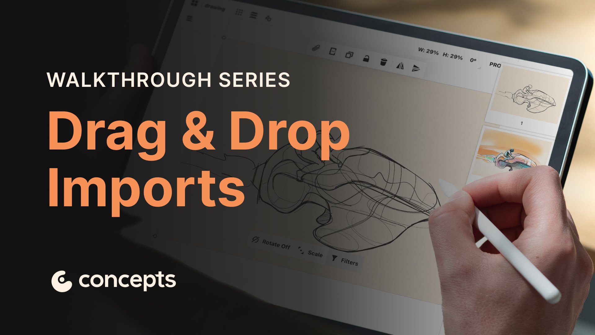 Concepts Walkthrough Tutorial video covering drag and drop workflow, multi-file import, and split-screen mode.