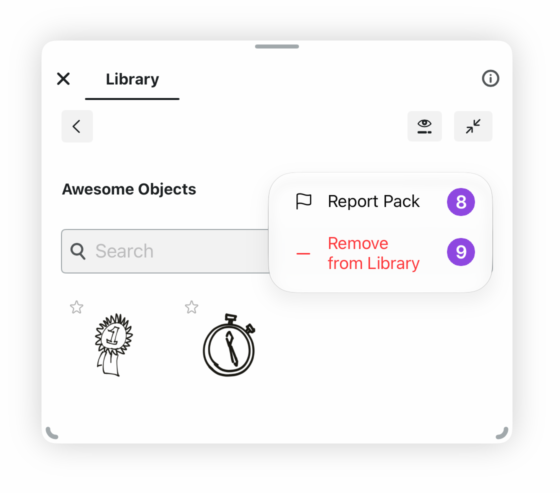 Available settings for a received object pack