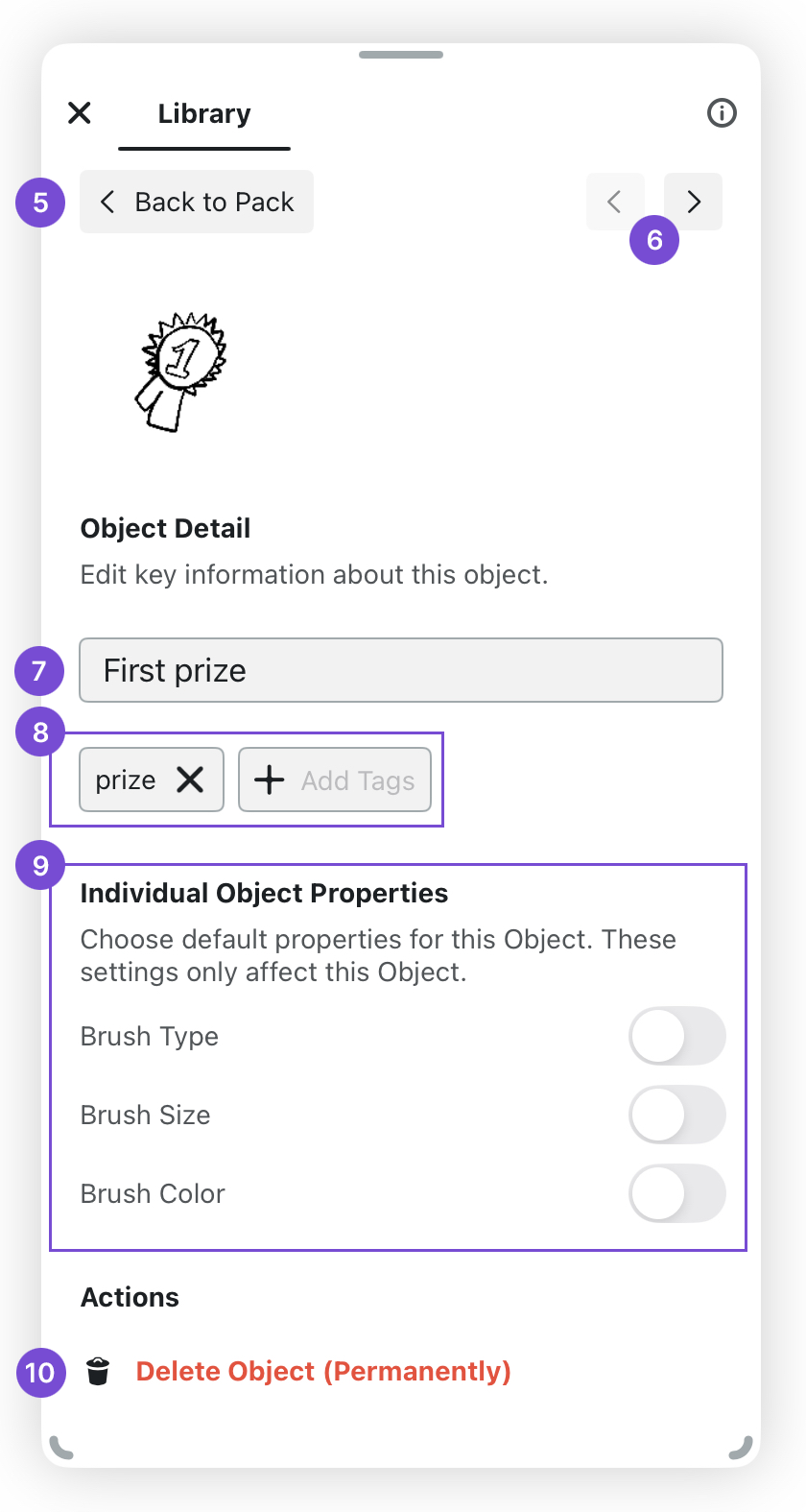 Object Settings view