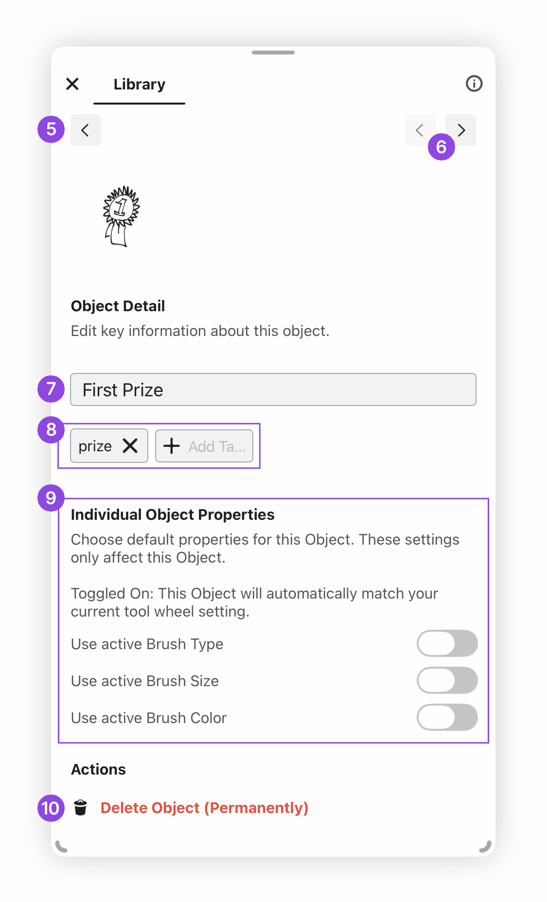 Object Settings view
