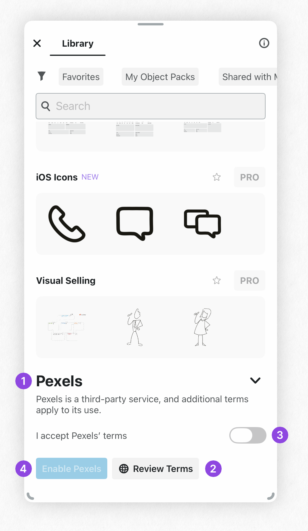 Enable Pexels in Library