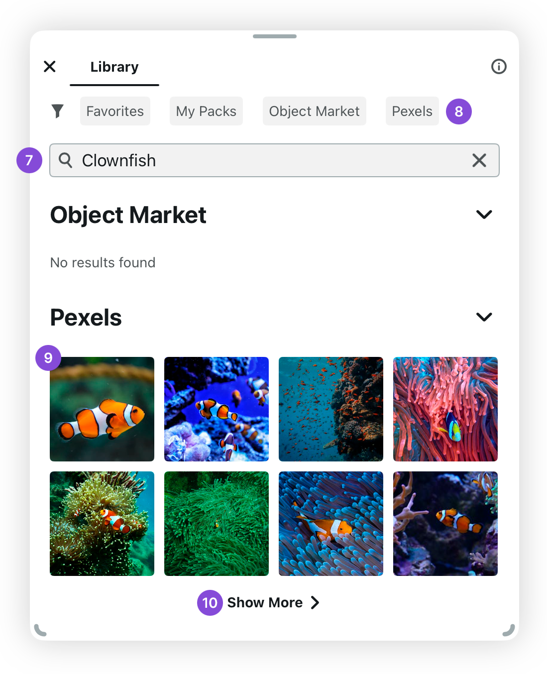 Pexels search function