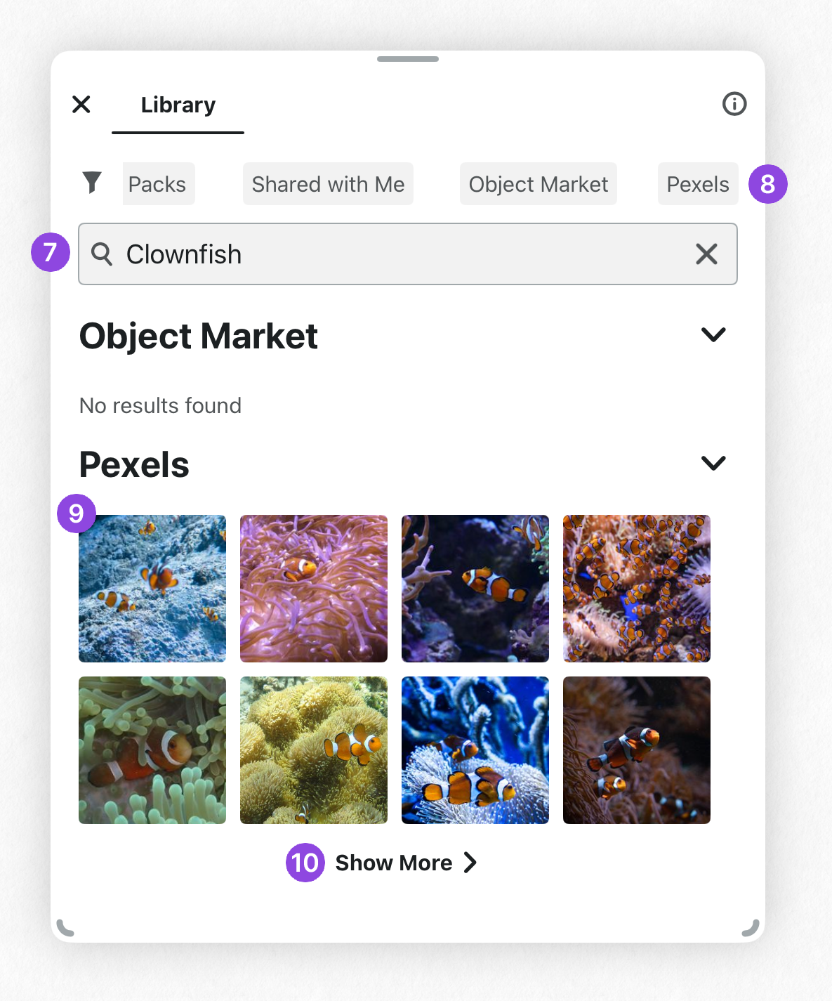 Pexels search function