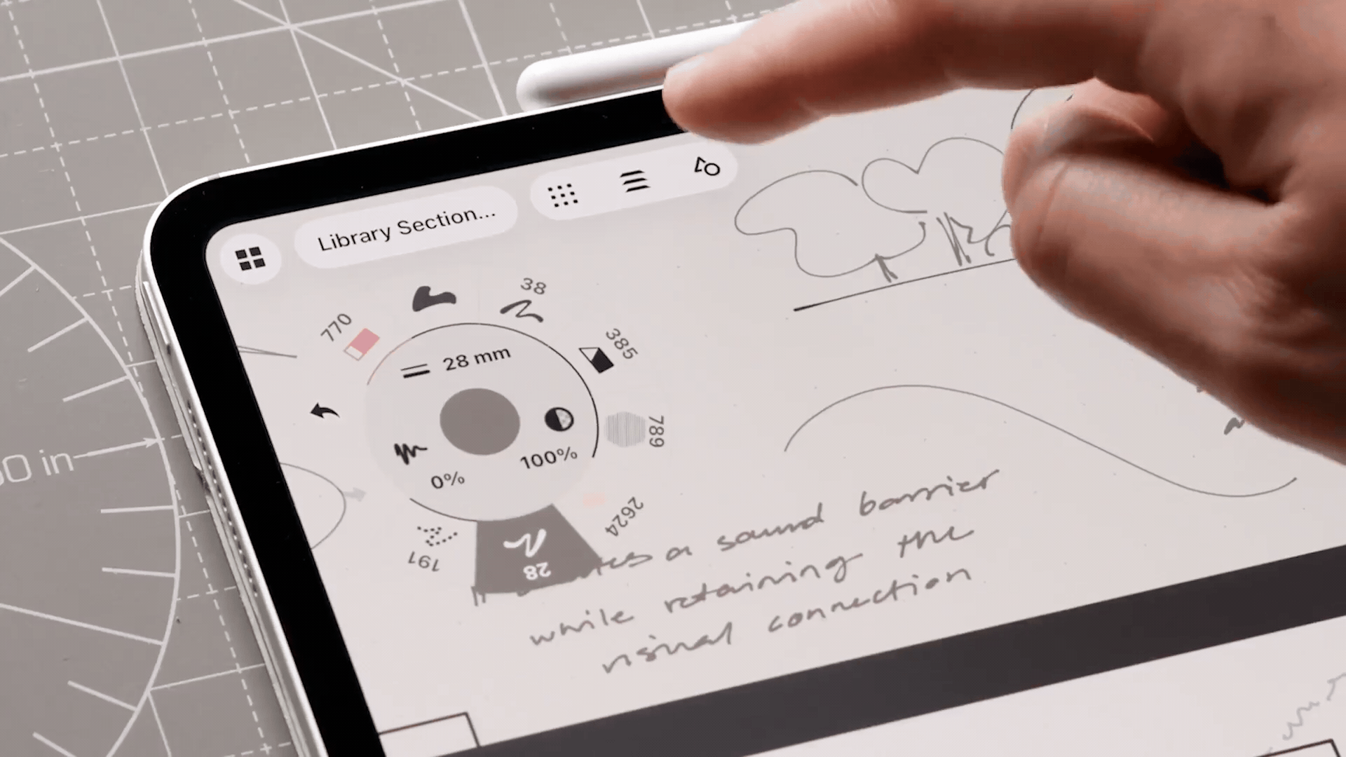 Scrolling on an iPad, showing updated Concepts Library UI 