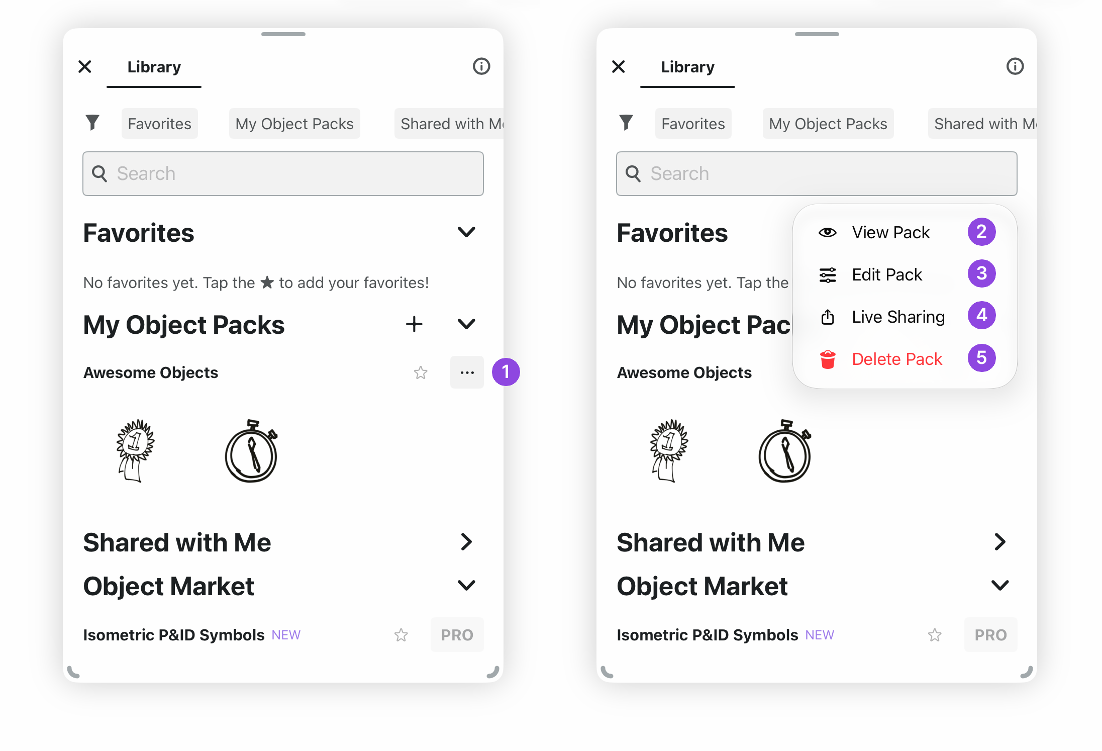 Editing Object Pack Settings menu