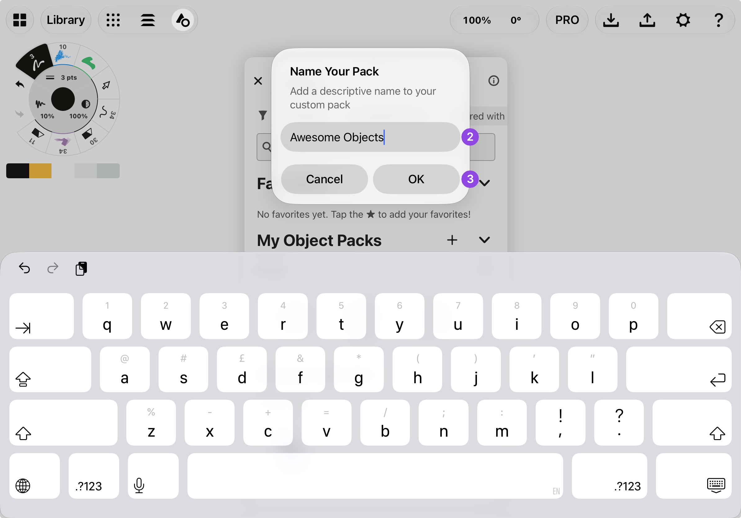 Name Your Pack dialog