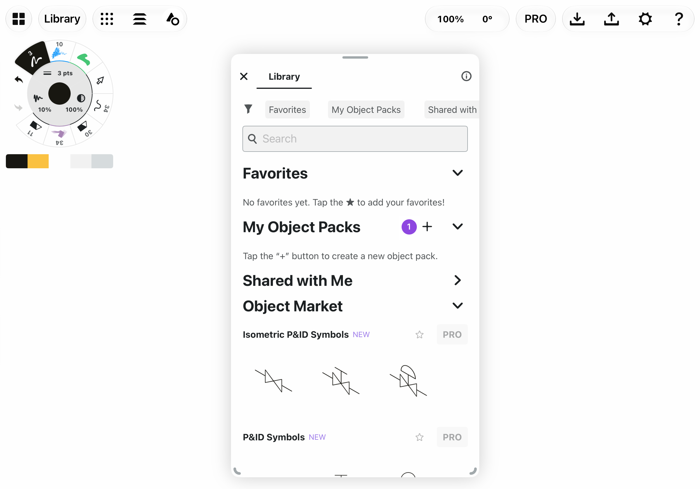 Creating an Object Pack - tap the + button