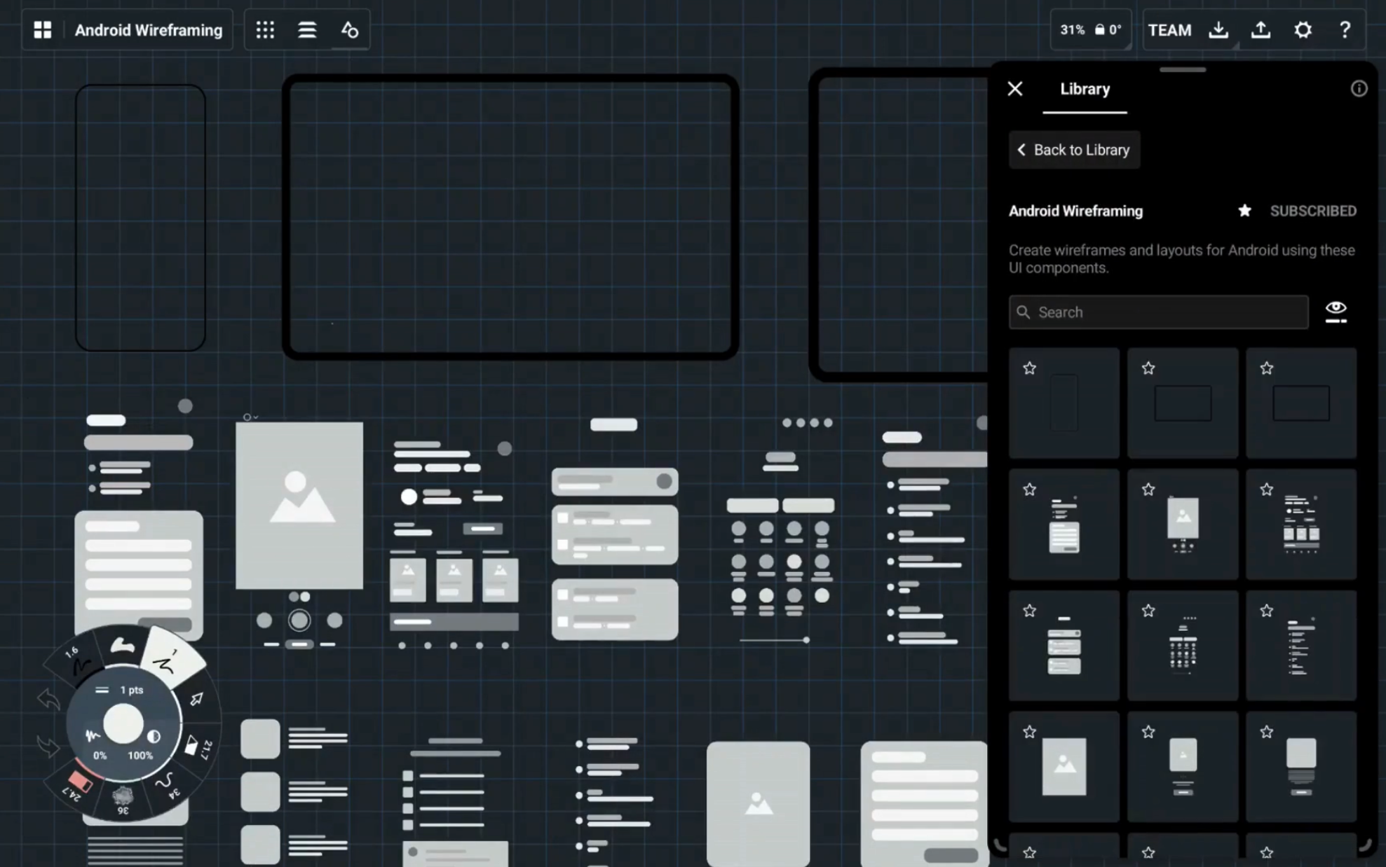 Concepts preview of Android Wireframing Objects