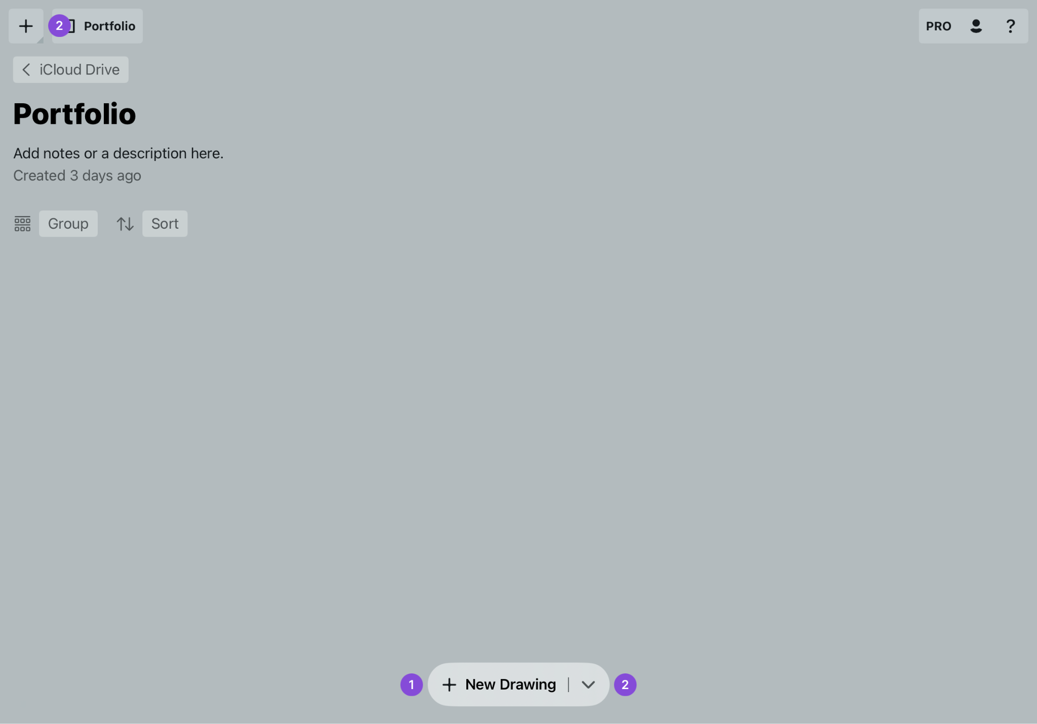 New Folder button in creation menu