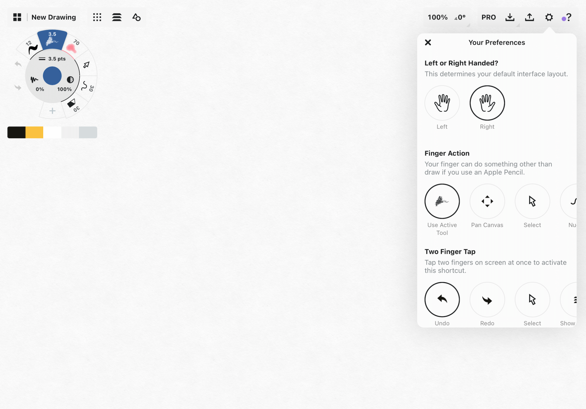 Left-handed workspace layout