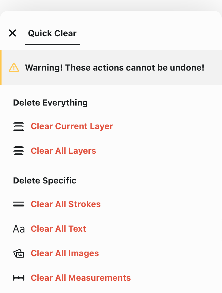 Quick Clear Menu