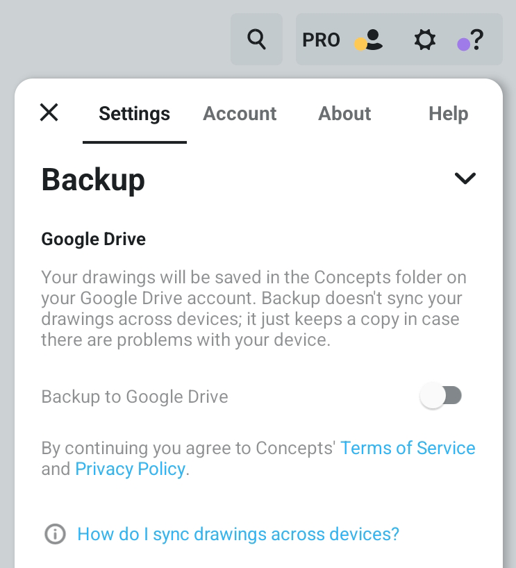 Android Concepts backup to Google Drive