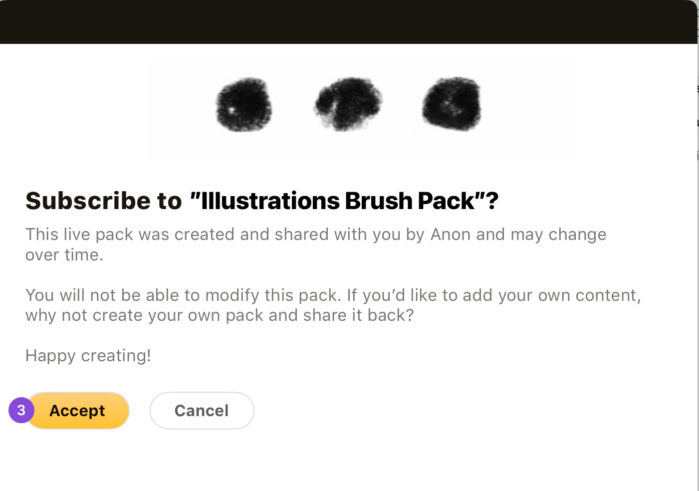 Accept brush pack import