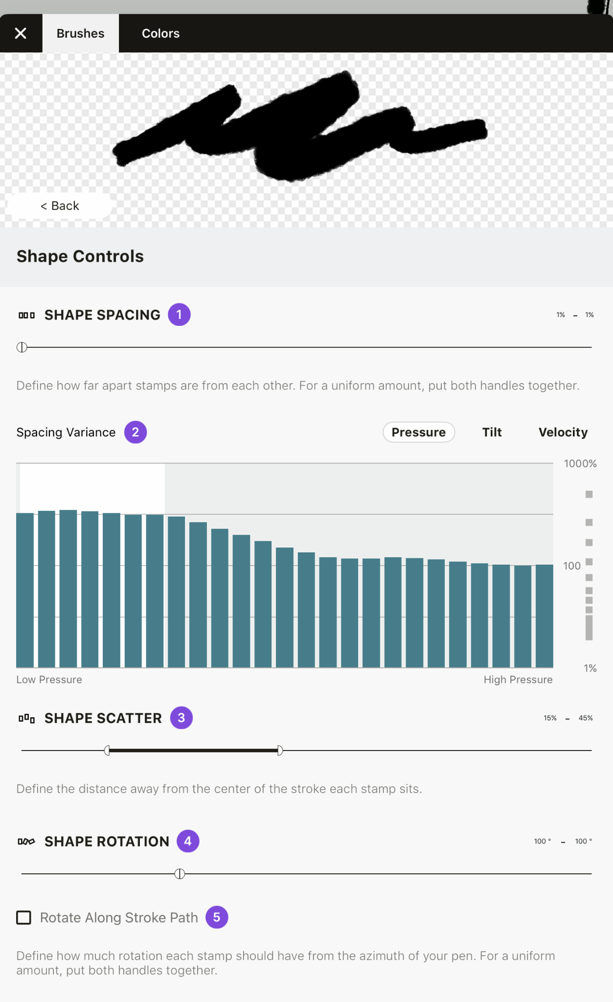 Shape Controls interface