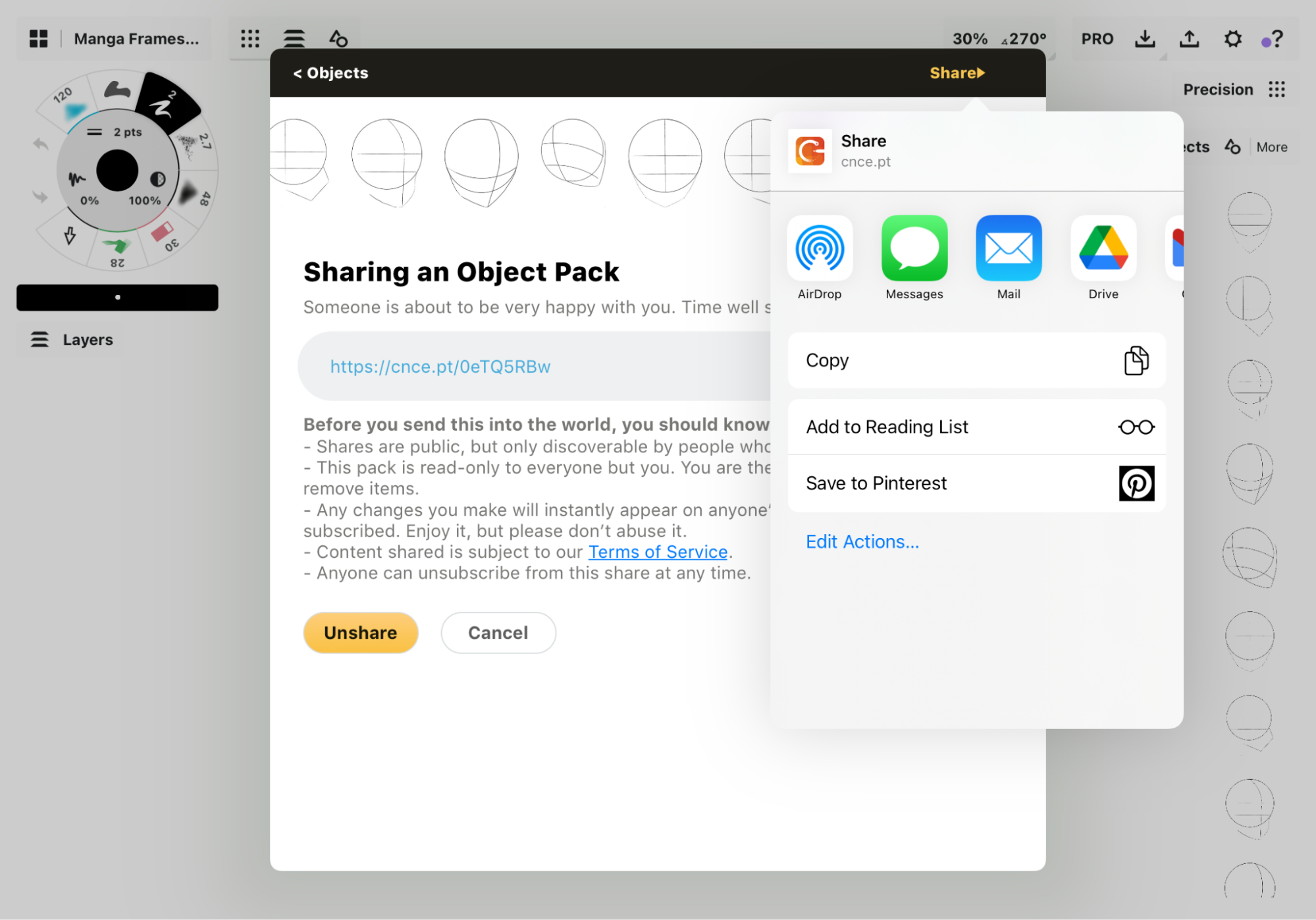 Share Object pack link