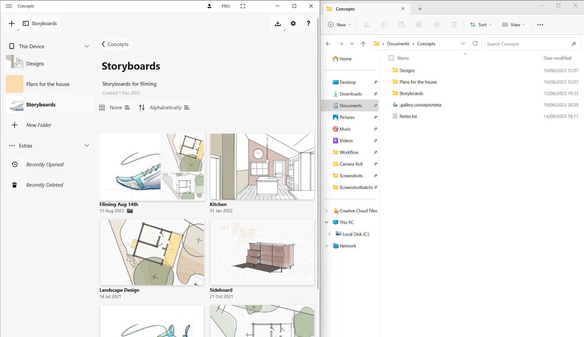 Concepts folder shown in the iOS Files App
