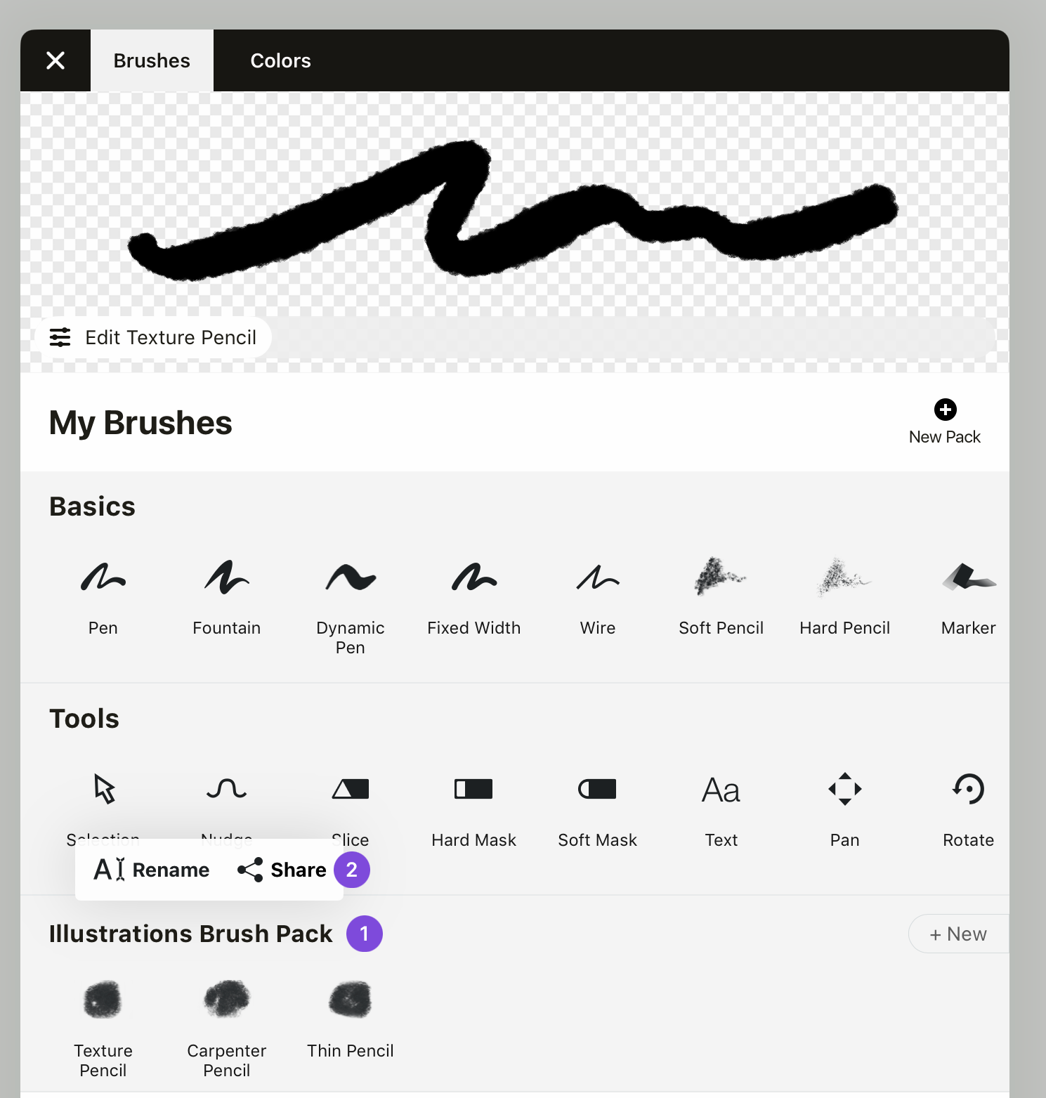 Brush sharing interface