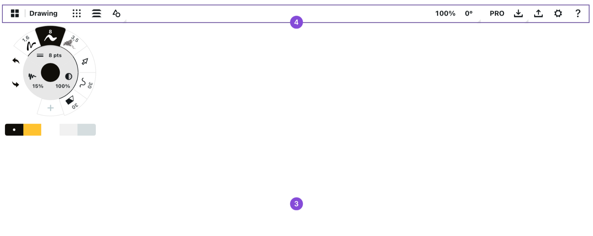 Tap the + button to start a new drawing