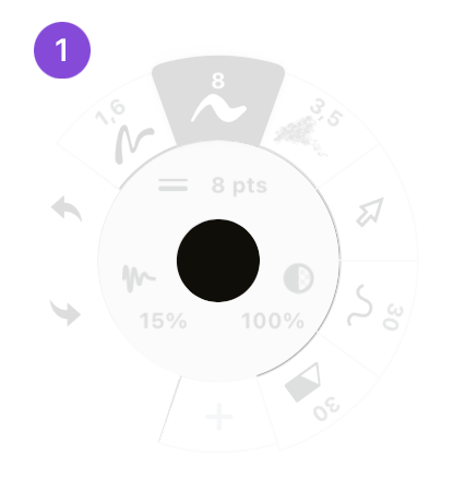 Tool Wheel showing color dot at center