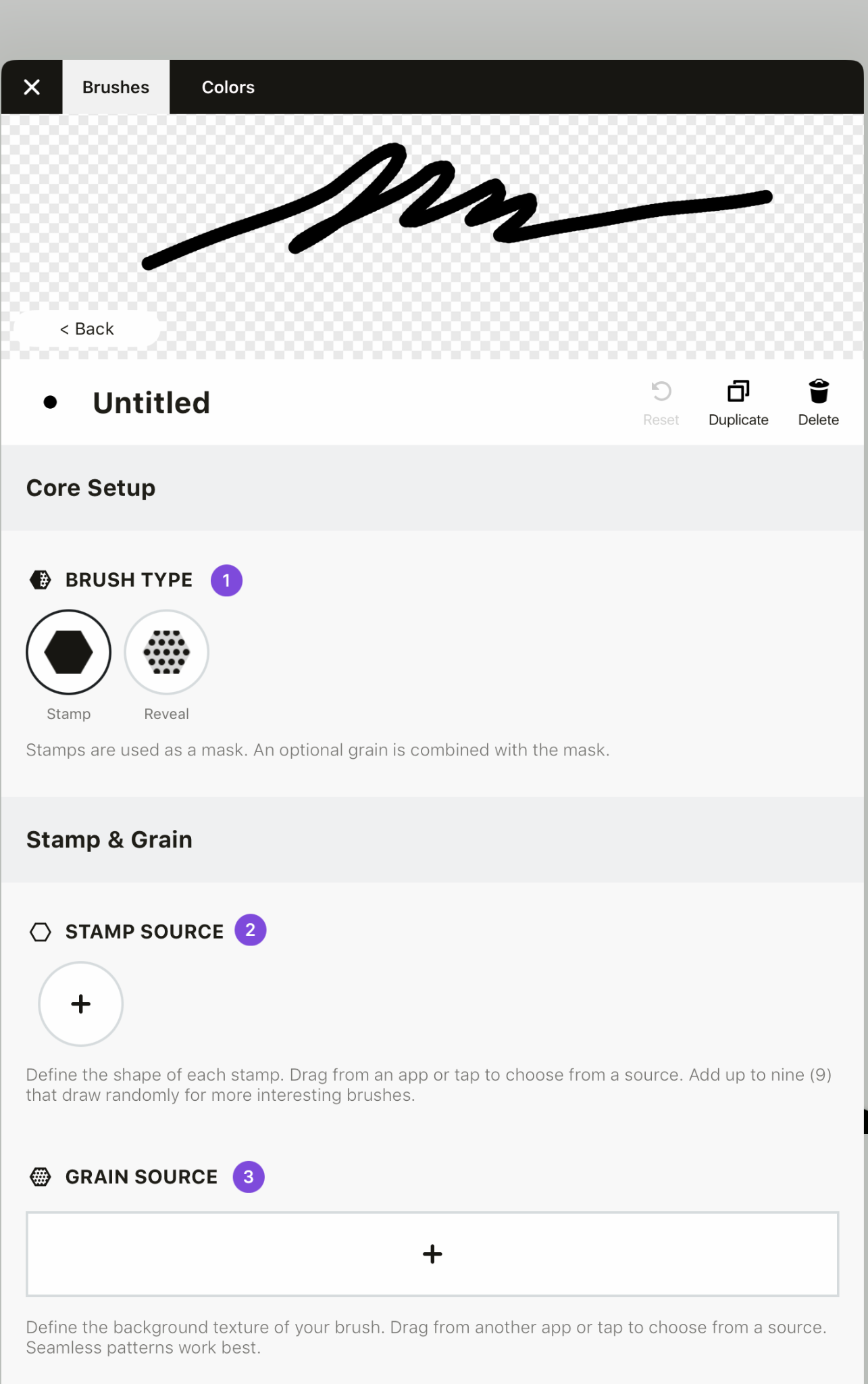 Stamp and Grain brush settings