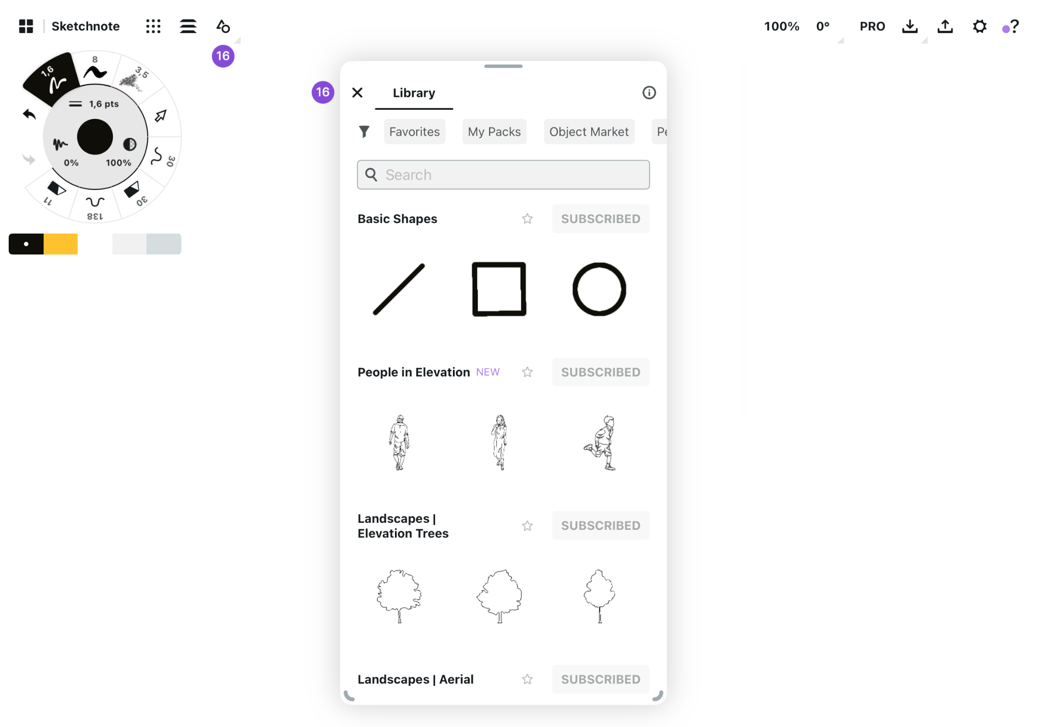 Layers Menu with Manual and Automatic modes
