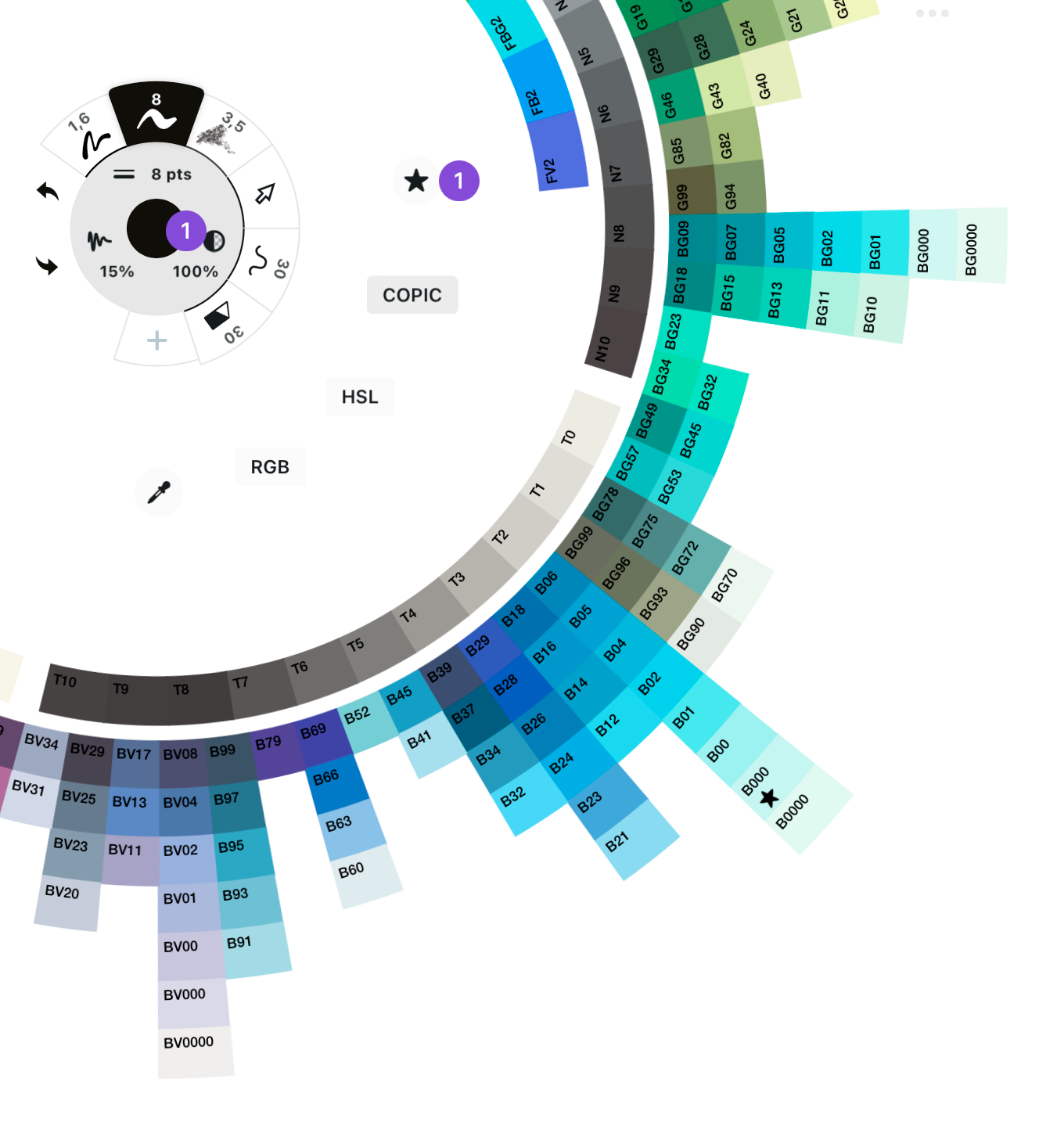 Accessing the Colors Menu from Tool Wheel