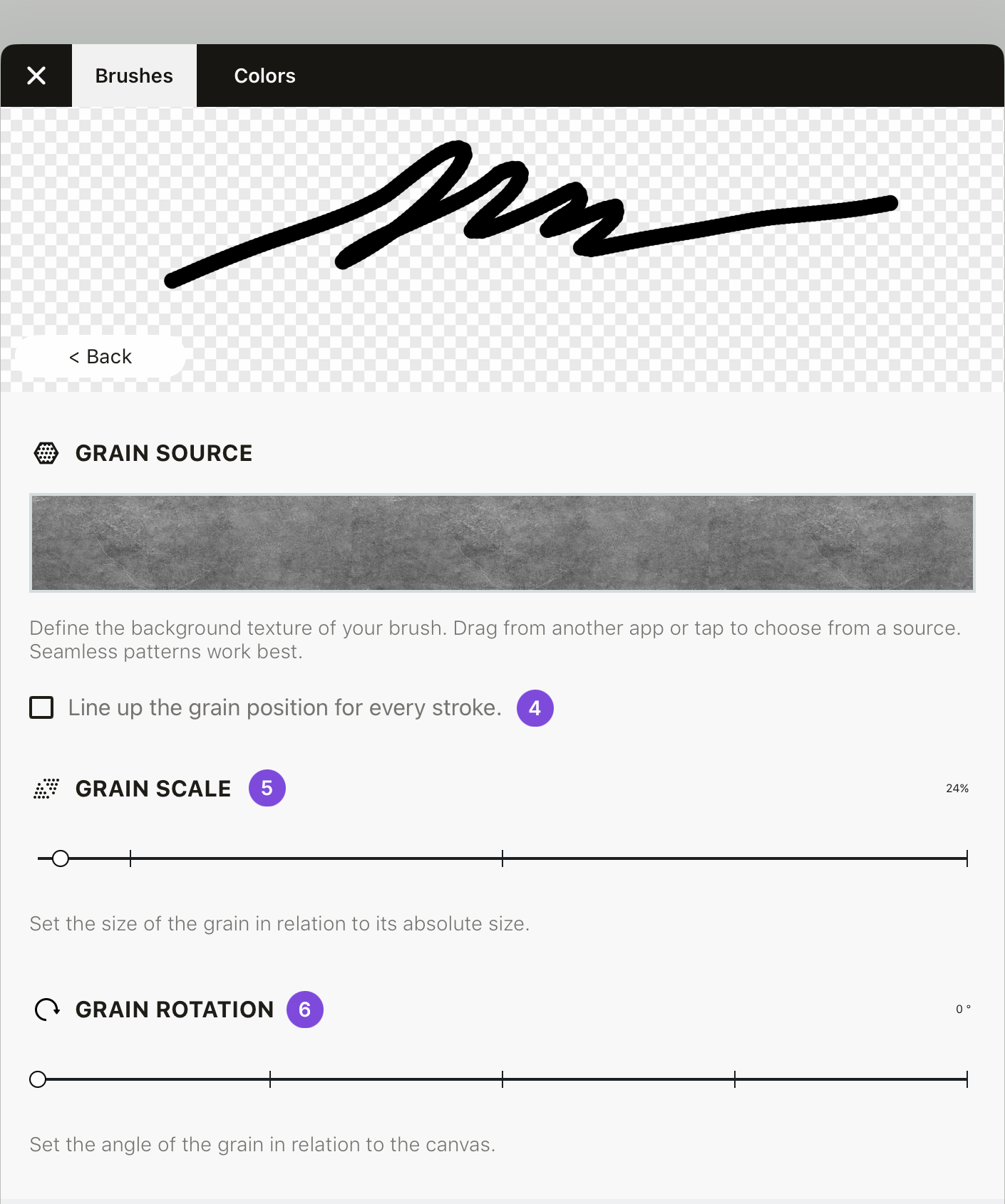 Stamp and Grain options