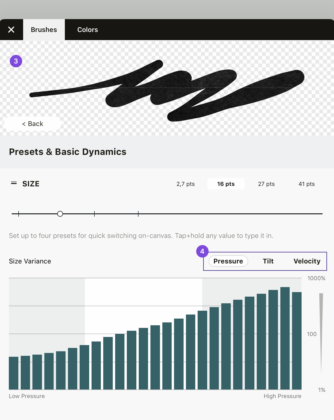 Variance curve editor