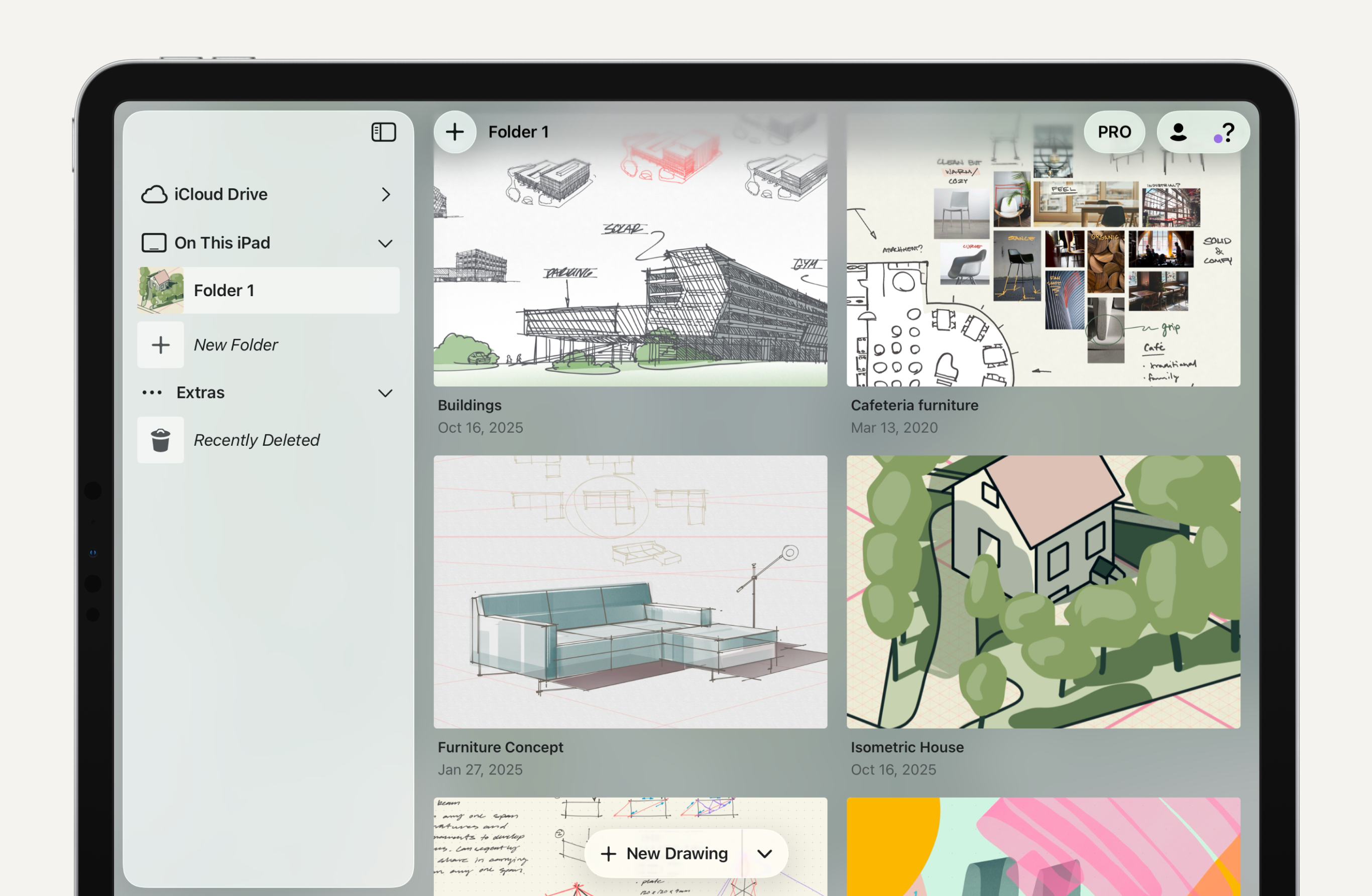 Concepts Gallery view with the new iOS 26 liquid glass design