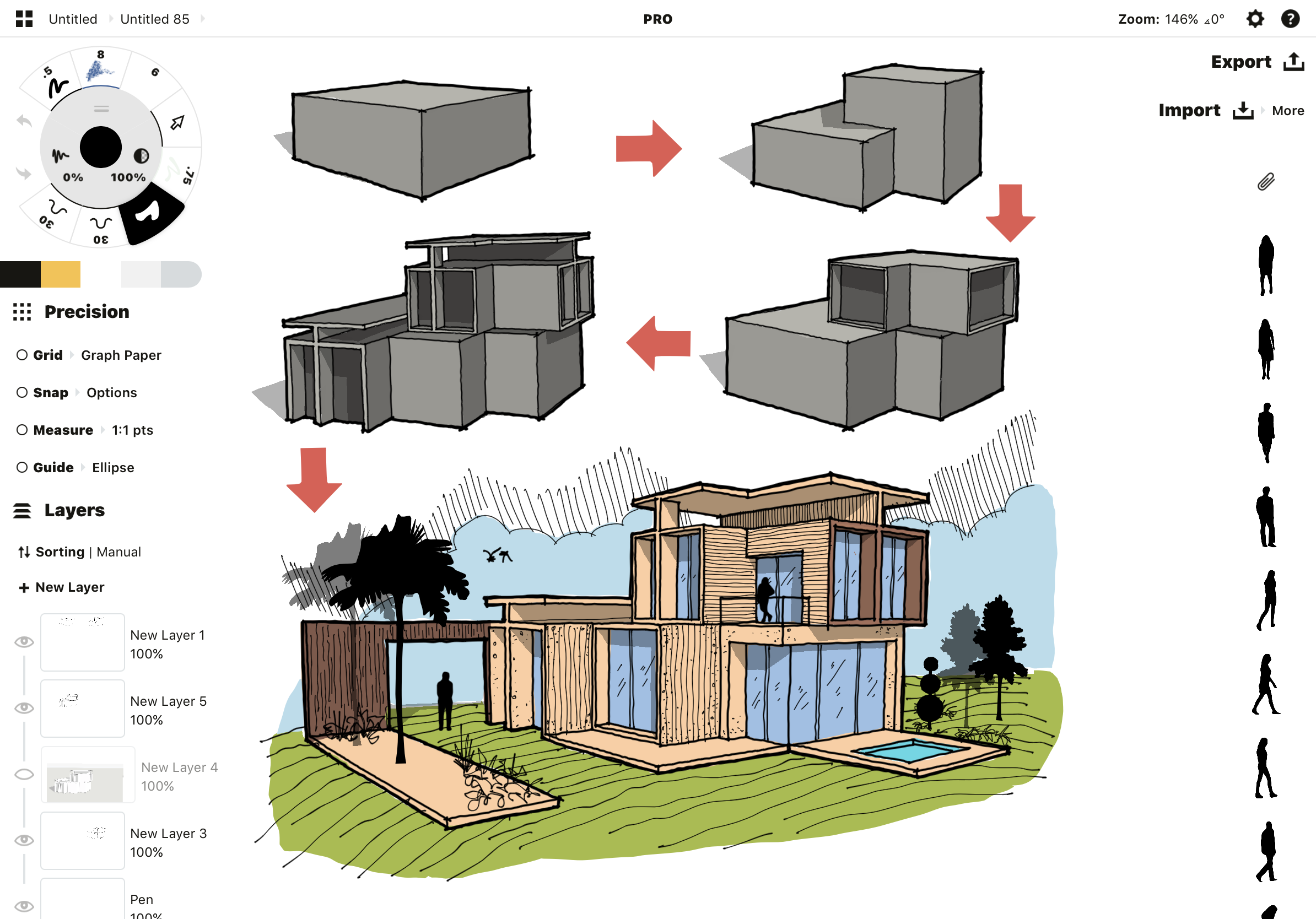 Conceptual sketch of a house