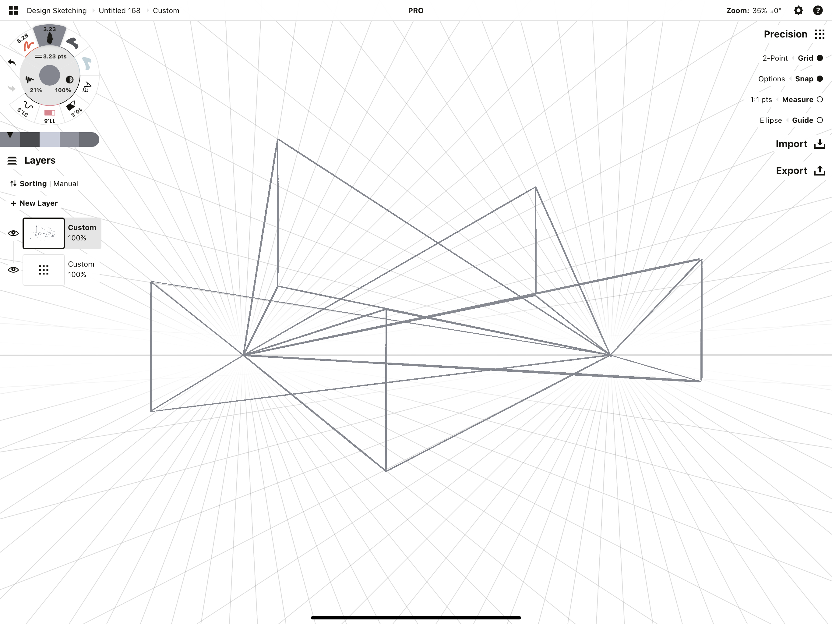 Complex structure vertical lines setup