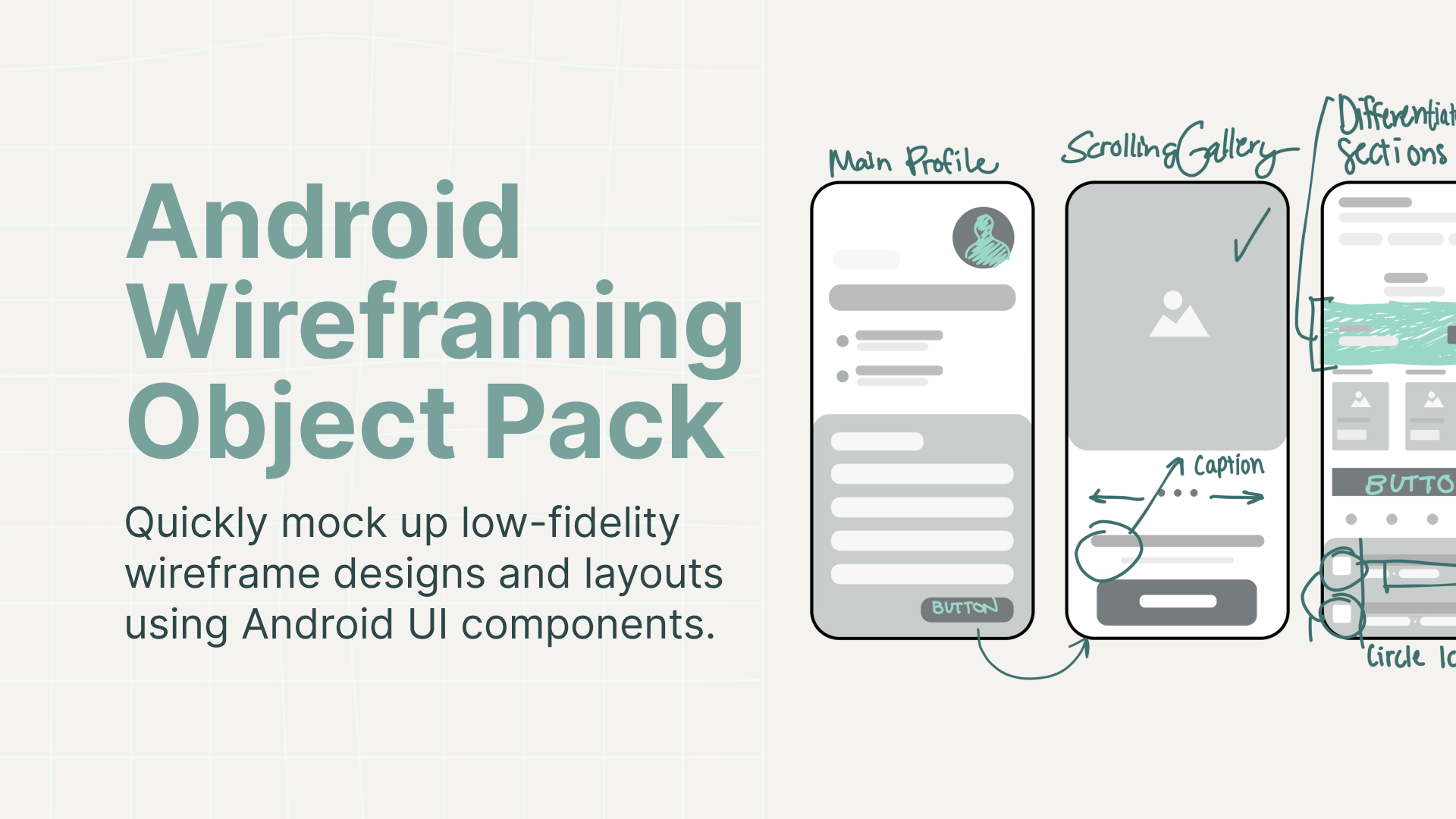 Android Wireframing Object Pack shown in Concepts