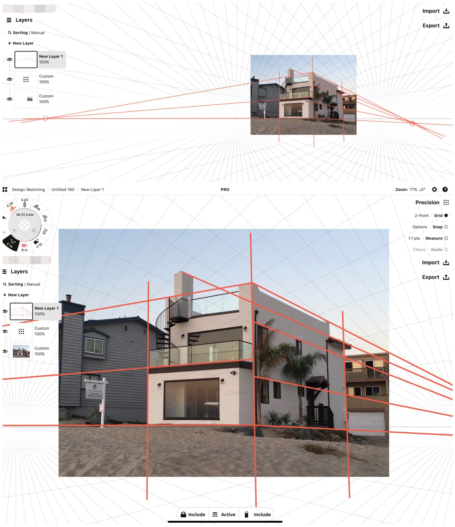 2 point perspective interior grid