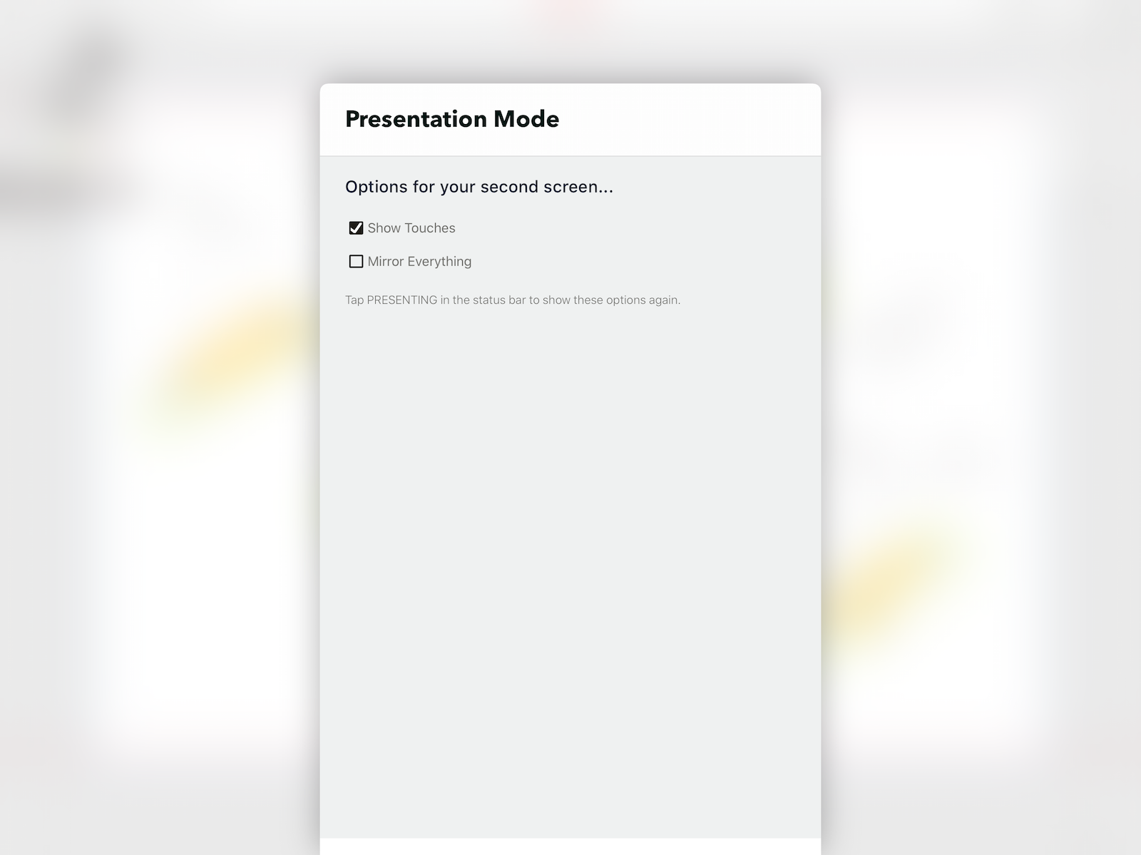 presentation mode on ios