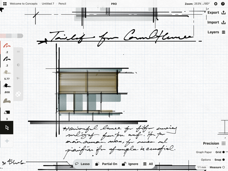 Architectural Design Sketching on the iPad • Concepts App • Infinite, Flexible Sketching
